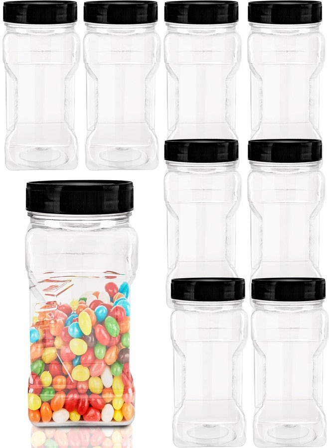 Conagel 9 Pack 30 oz Square Clear Plastic Jars with Lids Wide Mouth Storage Containers Refillable Easy Grip Airtight Food Storage Jars for Kitchen Dry Goods Cookies Candy - Image 1